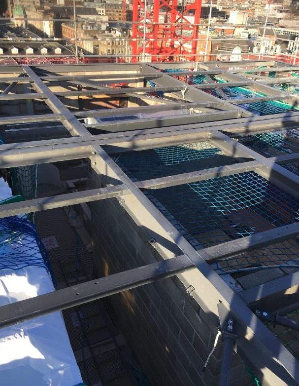 Steelwork and safety netting